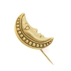 JUDITH RIPKA CRESCENT MOON BROOCHE 18K YELLOW GOLD